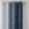 imageEstelar Textiler Full Room Darkening Greyish White and Navy Blue Blackout Curtains 63 Inch Length 2 Panels SetOmbre Thermal Insulated Full Light Blocking Grommet Blackout Drapes for Boys Room52Wx63L
