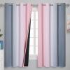 imageEstelar Textiler Ombre Gray and Pink Blackout Curtains 63 Inch Length 2 Panels Full Light Blocking Curtains for Kids Room Grommet Thermal Insulated Gradient Drapes for Girls Room 52x63 Inch