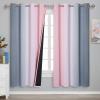 imageEstelar Textiler Ombre Grey and Pink Blackout Curtains 72 Inch Length 2 Panels Full Room Darkening Blackout Curtains for Bedroom Grommet Thermal Insulated Gradient Drapes for Kids Room 52x72 Inch