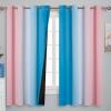 imageEstelar Textiler Pink and Blue Curtains 63 Inch Length 2 Panels Ombre Total Blackout Curtains for Bedroom Grommet Thermal Insulated Gradient Blackout Drapes for Kids Room 52x63 Inch