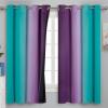 imageTeal and Purple Gradient Curtains 63 Inch Length 2 panels Ombre and Wavy Line Pattern Blackout Curtains for Kids Room Full Light Blocking Thermal Insulated Grommet Drapes for Bedroom 52x63 Inch