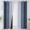 imageEstelar Textiler Full Room Darkening Greyish White and Navy Blue Blackout Curtains 63 Inch Length 2 Panels SetOmbre Thermal Insulated Full Light Blocking Grommet Blackout Drapes for Boys Room52Wx63L