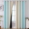 imageEstelar Textiler Ombre Aqua and Beige Blackout Curtains 96 Inches Long for Sliding Door Gradient Thermal Insulated Full Light Blocking Grommet Blackout Drapes for Bedroom 52Wx96L 2 Panels