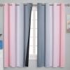 imageEstelar Textiler Ombre Gray and Pink Blackout Curtains 63 Inch Length 2 Panels Full Light Blocking Curtains for Kids Room Grommet Thermal Insulated Gradient Drapes for Girls Room 52x63 Inch