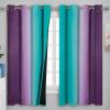 imageTeal and Purple Gradient Curtains 63 Inch Length 2 panels Ombre and Wavy Line Pattern Blackout Curtains for Kids Room Full Light Blocking Thermal Insulated Grommet Drapes for Bedroom 52x63 Inch
