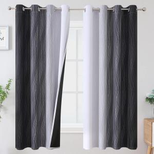 imageEstelar Textiler Ombre Greyish White Black Blackout Curtains ampamp Drapes 63 Inch Length 2 Panels for Bedroom Thermal Insulated Full Light Blocking Grommet Blackout Drapes for Kids Room 52Wx63L Adult