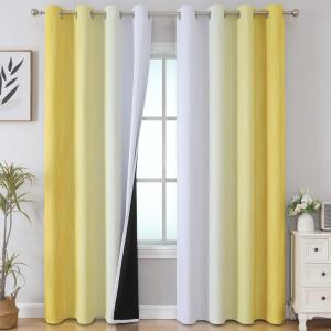 imageEstelar Textiler Yellow and Greyish White Gradient Blackout Curtains Thermal Insulated Ombre Blackout Drapes for Bedroom Room Darkening Energy Saving Curtains for Living Room 52Wx84L 2 Panels