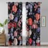 imageEstelar Textiler Classical Blue Floral Printing Curtains for Living Room Curtains 84 Inches Long Room Darkening Thick Grommet Top Farmhouse Window Treatment White Drapes for Bedroom52Wx84L2 PanelsBlack Boho Floral