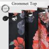 imageEstelar Textiler Classical Blue Floral Printing Curtains for Living Room Curtains 84 Inches Long Room Darkening Thick Grommet Top Farmhouse Window Treatment White Drapes for Bedroom52Wx84L2 PanelsBlack Boho Floral