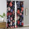imageEstelar Textiler Classical Blue Floral Printing Curtains for Living Room Curtains 84 Inches Long Room Darkening Thick Grommet Top Farmhouse Window Treatment White Drapes for Bedroom52Wx84L2 PanelsBlack Boho Floral