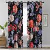imageEstelar Textiler Classical Blue Floral Printing Curtains for Living Room Curtains 84 Inches Long Room Darkening Thick Grommet Top Farmhouse Window Treatment White Drapes for Bedroom52Wx84L2 PanelsBlack Boho Floral