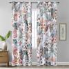 imageEstelar Textiler Classical Blue Floral Printing Curtains for Living Room Curtains 84 Inches Long Room Darkening Thick Grommet Top Farmhouse Window Treatment White Drapes for Bedroom52Wx84L2 PanelsLeaf Print