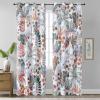 imageEstelar Textiler Classical Blue Floral Printing Curtains for Living Room Curtains 84 Inches Long Room Darkening Thick Grommet Top Farmhouse Window Treatment White Drapes for Bedroom52Wx84L2 PanelsLeaf Print