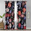imageEstelar Textiler Classical Blue Floral Printing Curtains for Living Room Curtains 84 Inches Long Room Darkening Thick Grommet Top Farmhouse Window Treatment White Drapes for Bedroom52Wx84L2 PanelsBlack Boho Floral