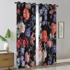 imageEstelar Textiler Classical Blue Floral Printing Curtains for Living Room Curtains 84 Inches Long Room Darkening Thick Grommet Top Farmhouse Window Treatment White Drapes for Bedroom52Wx84L2 PanelsBlack Boho Floral