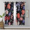 imageEstelar Textiler Classical Blue Floral Printing Curtains for Living Room Curtains 84 Inches Long Room Darkening Thick Grommet Top Farmhouse Window Treatment White Drapes for Bedroom52Wx84L2 PanelsBlack Boho Floral