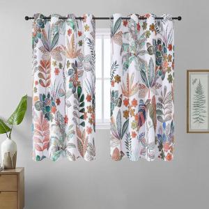 imageEstelar Textiler Classical Blue Floral Printing Curtains for Living Room Curtains 84 Inches Long Room Darkening Thick Grommet Top Farmhouse Window Treatment White Drapes for Bedroom52Wx84L2 PanelsLeaf Print