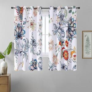 imageEstelar Textiler Classical Blue Floral Printing Curtains for Living Room Curtains 84 Inches Long Room Darkening Thick Grommet Top Farmhouse Window Treatment White Drapes for Bedroom52Wx84L2 PanelsWhite Blue Floral