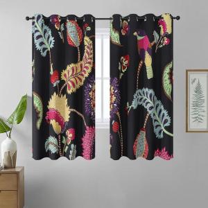 imageEstelar Textiler Classical Blue Floral Printing Curtains for Living Room Curtains 84 Inches Long Room Darkening Thick Grommet Top Farmhouse Window Treatment White Drapes for Bedroom52Wx84L2 PanelsBird and Feather Print