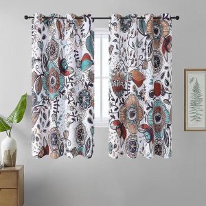 imageEstelar Textiler Classical Blue Floral Printing Curtains for Living Room Curtains 84 Inches Long Room Darkening Thick Grommet Top Farmhouse Window Treatment White Drapes for Bedroom52Wx84L2 PanelsWhite Boho Floral