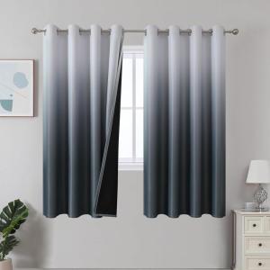 imageEstelar Textiler Black and Greyish White Blackout Curtains for Bedroom Ombre Black out Curtains 84 Inch long for Living RoomRoom Darkening Thermal Insulated Grommet Window Drapes52x84 Inch2 PanelsSteel Grey and Greyish White