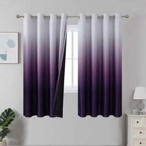 imageEstelar Textiler Black and Greyish White Blackout Curtains for Bedroom Ombre Black out Curtains 84 Inch long for Living RoomRoom Darkening Thermal Insulated Grommet Window Drapes52x84 Inch2 PanelsPurple and Greyish White