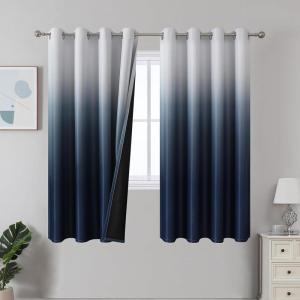 imageEstelar Textiler Black and Greyish White Blackout Curtains for Bedroom Ombre Black out Curtains 84 Inch long for Living RoomRoom Darkening Thermal Insulated Grommet Window Drapes52x84 Inch2 PanelsNavy Blue and Greyish White