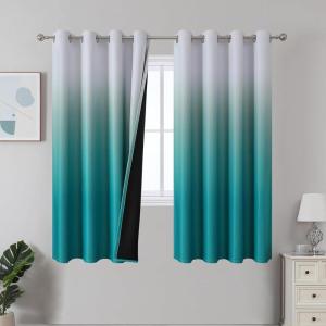imageEstelar Textiler Black and Greyish White Blackout Curtains for Bedroom Ombre Black out Curtains 84 Inch long for Living RoomRoom Darkening Thermal Insulated Grommet Window Drapes52x84 Inch2 PanelsTeal and Greyish White