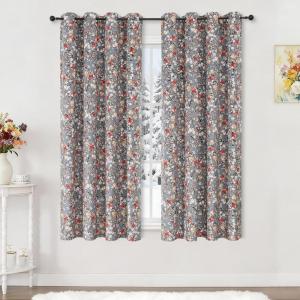 imageEstelar Textiler Green Velvet Floral Pattern Blackout Curtains for Living Room 96 Inches Long 2 Panels Luxury Room Darkening Thermal Insulated Grommet Window Curtains ampamp Drapes for Bedroom 52Wx96LGrey
