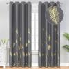 image:imageEstelar Textiler Dark Grey Blackout Curtains amp Drapes 84 Inch Length 2 Panels Set for Living Room Thermal Insulated Room Darkening Gold Palm Leaf Pattern Grommet Drapes for Bedroom 52Wx84LDark Gray