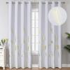 image:imageEstelar Textiler Greyish White Room Darkening Curtains 84 Inches Long for Bedroom Gold Palm Leaf and Wheat Pattern Light Filtering Window Curtain Drapes for Living Room 52Wx84L 2 Panels