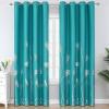 image:imageEstelar Textiler Teal Blackout Curtains for Living Room Grommet Curtains with Silver Palm Tree Pattern Light Blocking Thermal Insulated Window Drapes for Bedroom 52Wx84L 2 Panels