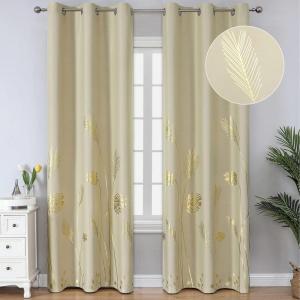 image:imageEstelar Textiler Elegant Natural Palm Leaf and Wheat Blackout Curtains Sunlight Blocking Noise Reducing Curtains Shades Thermal Insulated Window Drapes for Living Room 42Wx84L Beige 2 Drapes