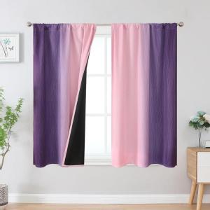 image:imageEstelar Textiler Purple and Grey Blackout Curtains for Girls Bedroom Full Room Darkening Rod Pocket Ombre Curtains for Kids Room Thermal Insulated Light Blocking Gradient Drapes 42Wx63L 2 PanelsPink and Purple