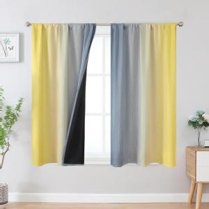 image:imageEstelar Textiler Purple and Grey Blackout Curtains for Girls Bedroom Full Room Darkening Rod Pocket Ombre Curtains for Kids Room Thermal Insulated Light Blocking Gradient Drapes 42Wx63L 2 PanelsYellow and Grey