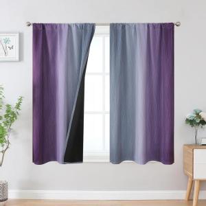 image:imageEstelar Textiler Purple and Grey Blackout Curtains for Girls Bedroom Full Room Darkening Rod Pocket Ombre Curtains for Kids Room Thermal Insulated Light Blocking Gradient Drapes 42Wx63L 2 PanelsGrey and Purple