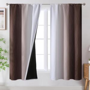 image:imageEstelar Textiler Purple and Grey Blackout Curtains for Girls Bedroom Full Room Darkening Rod Pocket Ombre Curtains for Kids Room Thermal Insulated Light Blocking Gradient Drapes 42Wx63L 2 PanelsBrown and Greyish White