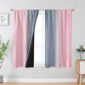 image:imageEstelar Textiler Purple and Grey Blackout Curtains for Girls Bedroom Full Room Darkening Rod Pocket Ombre Curtains for Kids Room Thermal Insulated Light Blocking Gradient Drapes 42Wx63L 2 PanelsPink and Grey