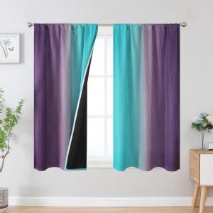image:imageEstelar Textiler Purple and Grey Blackout Curtains for Girls Bedroom Full Room Darkening Rod Pocket Ombre Curtains for Kids Room Thermal Insulated Light Blocking Gradient Drapes 42Wx63L 2 PanelsTeal and Purple