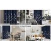 image:imageEstelar Textiler Blackout Curtain for Bedroom 80W x 108L Inch Silver Palm Tree Printed Curtain Thermal Insulated Elegant Drape for Dining Room 66ft Wide x9ft Long Navy Blue 1 PanelNavy BlueSilver Print