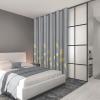image:imageEstelar Textiler Blackout Curtain for Bedroom 80W x 108L Inch Silver Palm Tree Printed Curtain Thermal Insulated Elegant Drape for Dining Room 66ft Wide x9ft Long Navy Blue 1 PanelGreyGold Print