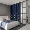 image:imageEstelar Textiler Blackout Curtain for Bedroom 80W x 108L Inch Silver Palm Tree Printed Curtain Thermal Insulated Elegant Drape for Dining Room 66ft Wide x9ft Long Navy Blue 1 PanelNavy BlueSilver Print
