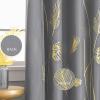 image:imageEstelar Textiler Blackout Curtain for Bedroom 80W x 108L Inch Silver Palm Tree Printed Curtain Thermal Insulated Elegant Drape for Dining Room 66ft Wide x9ft Long Navy Blue 1 PanelGreyGold Print