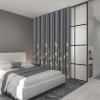 image:imageEstelar Textiler Curtain for Sliding Glass Door 100W x 96L Inch Gold Palm Tree Printed Curtain Thermal Insulated Blackout Curtain for Dining Room 83ft Wide x 8ft Long Dark Grey 1 Panel