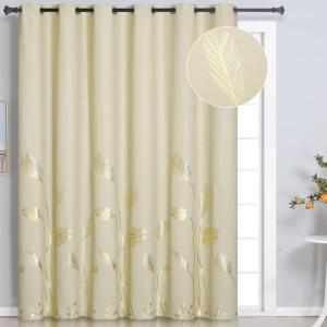 image:imageEstelar Textiler Beige Room Darkening Curtain for Sliding Door 80W x 84L Inch Long Extra Wide Window Curtain Palm Printed Light Reducing Curtain for Dining Room 66ft Wide x7ft Long 1 Panel