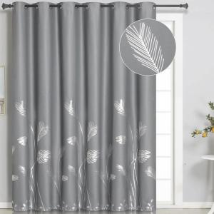image:imageEstelar Textiler Blackout Curtain for Bedroom 80W x 108L Inch Silver Palm Tree Printed Curtain Thermal Insulated Elegant Drape for Dining Room 66ft Wide x9ft Long Navy Blue 1 PanelGreySilver Print