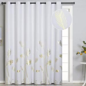 image:imageEstelar Textiler Blackout Curtain for Bedroom 80W x 108L Inch Silver Palm Tree Printed Curtain Thermal Insulated Elegant Drape for Dining Room 66ft Wide x9ft Long Navy Blue 1 PanelGreyish WhiteGold Print