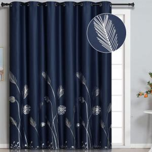 image:imageEstelar Textiler Blackout Curtain for Bedroom 80W x 108L Inch Silver Palm Tree Printed Curtain Thermal Insulated Elegant Drape for Dining Room 66ft Wide x9ft Long Navy Blue 1 PanelNavy BlueSilver Print