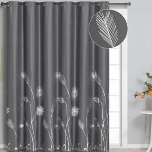 image:imageEstelar Textiler Blackout Curtain for Bedroom 80W x 108L Inch Silver Palm Tree Printed Curtain Thermal Insulated Elegant Drape for Dining Room 66ft Wide x9ft Long Navy Blue 1 PanelDark GreySilver Print