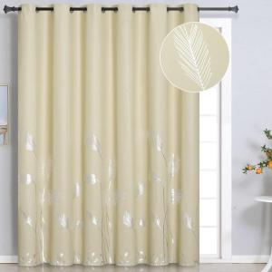 image:imageEstelar Textiler Blackout Curtain for Bedroom 80W x 108L Inch Silver Palm Tree Printed Curtain Thermal Insulated Elegant Drape for Dining Room 66ft Wide x9ft Long Navy Blue 1 PanelBeigeSilver Print